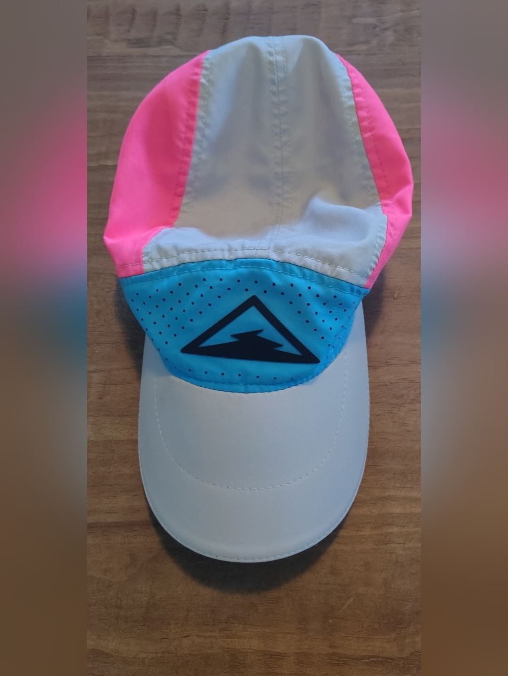 Nike White Pink and Teal Performance Running Hat